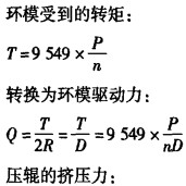 顆粒機(jī)環(huán)模轉(zhuǎn)矩與壓輥壓力 顆粒機(jī)環(huán)模轉(zhuǎn)矩與壓輥壓力